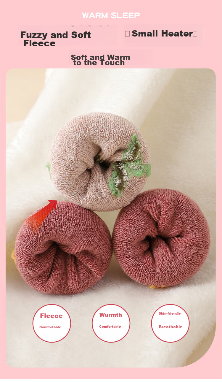 LangSha Children's Socks, Girls' Winter Cotton Fleece-Lined Thick Mid-Calf Terry Socks, Girls' Warm Socks, Baby Socks 2