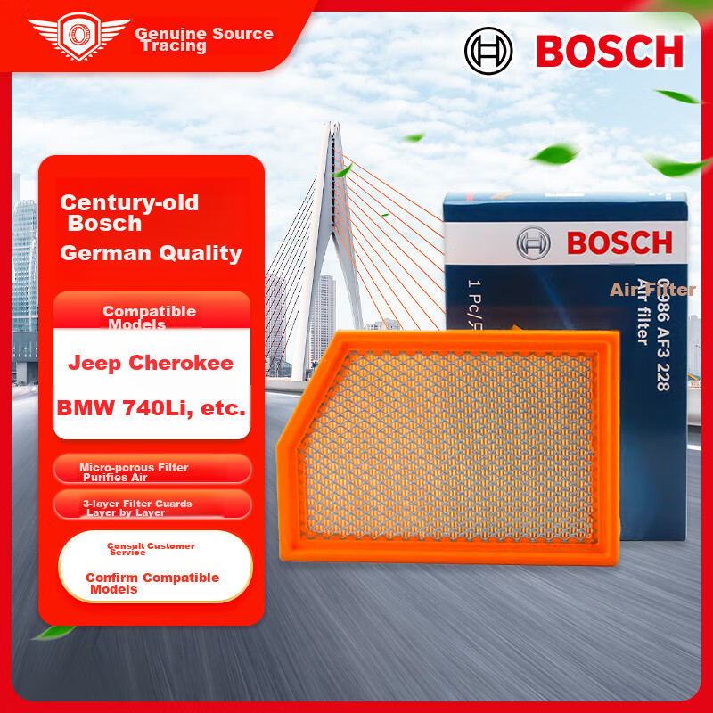 BOSCH Automotive Air Filter Element, Air Cleaner, Air Filter 3228, Compatible with Jeep Compass, Models 2014-2021