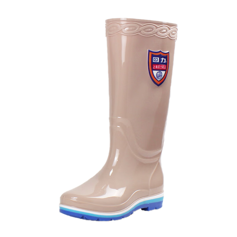 Huili Women's Tall Rain Boots, Fashionable Outdoor Wear-Resistant Non-Slip Rubber Shoes, Waterproof Long Boots, 03-1 Khaki High 40
