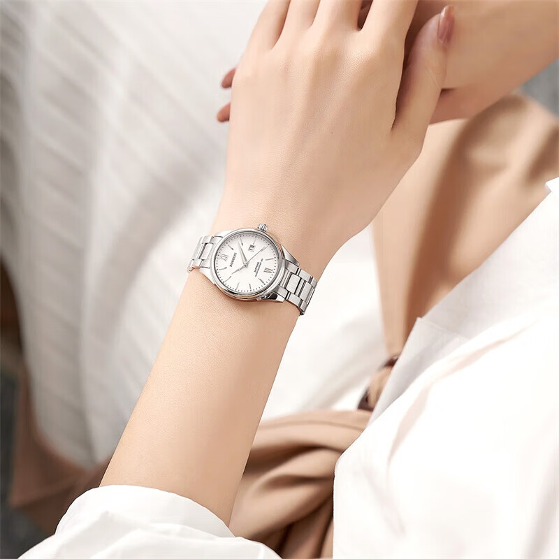 ROSSINI Women's Quartz Watch with White Dial And Steel Strap, Birthday Gift for Girlfriend, Chinese Brand Watch for Office Casual Wear And Water Resistance SJ5578