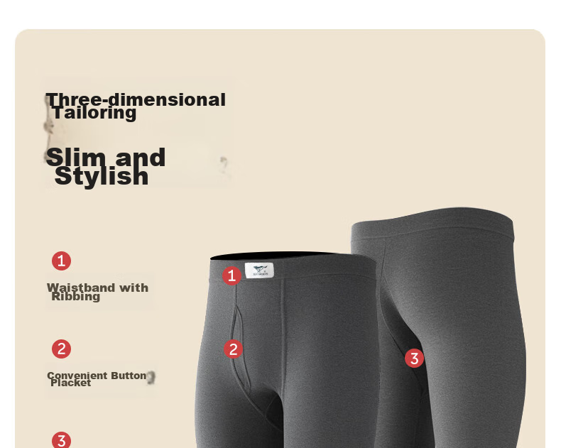 SEPTWOLVES [Pure Cotton Antibacterial] Men's Long Johns, Pure Cotton Antibacterial Thermal Underwear, Winter Basic Base Layer Pants, Single Pack 22