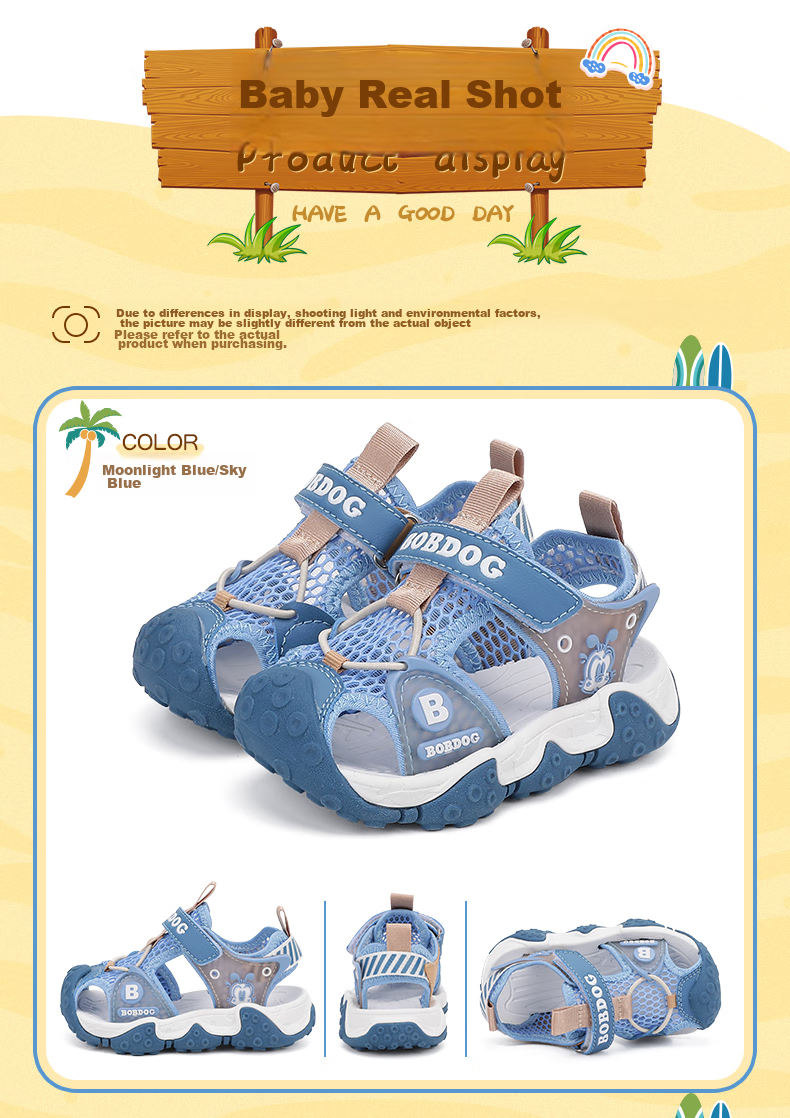 BOBDOG Kids Baby Beach Shoes Summer Boys Closed-Toe Sandals 105322075 Light Pink/Light Gray Size 26 11