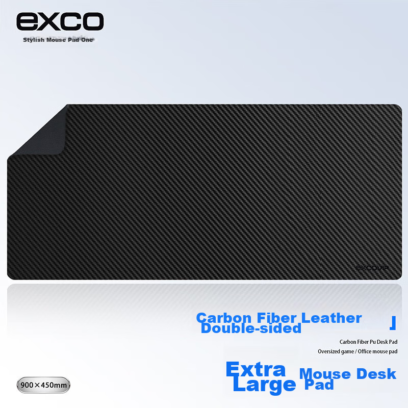 EXCO Mouse Pad, Carbon Fiber Computer Desk Mat, Laptop Office Desk Pad, Large PU Leather Texture, Double-Sided Waterproof Leather Gaming Desk Mat, Gaming Keyboard Pad 0109 2