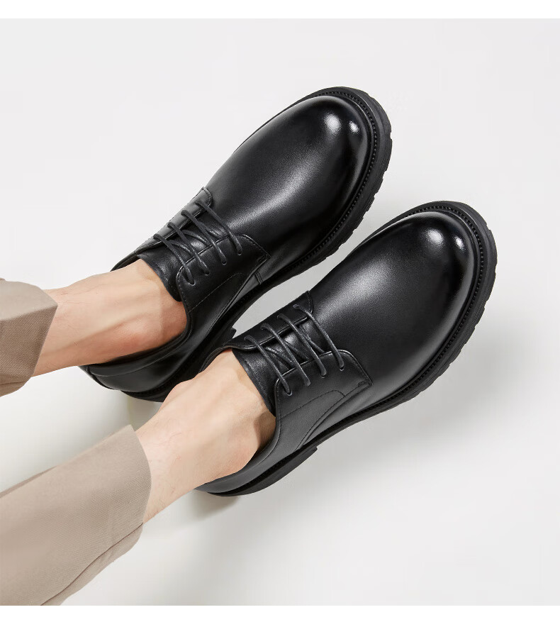 Yierkang Men's Shoes, Round Toe Lace-Up Wedding Shoes, Formal Derby Shoes, Business Leather Shoes, 97931W, Black, Size 40 6