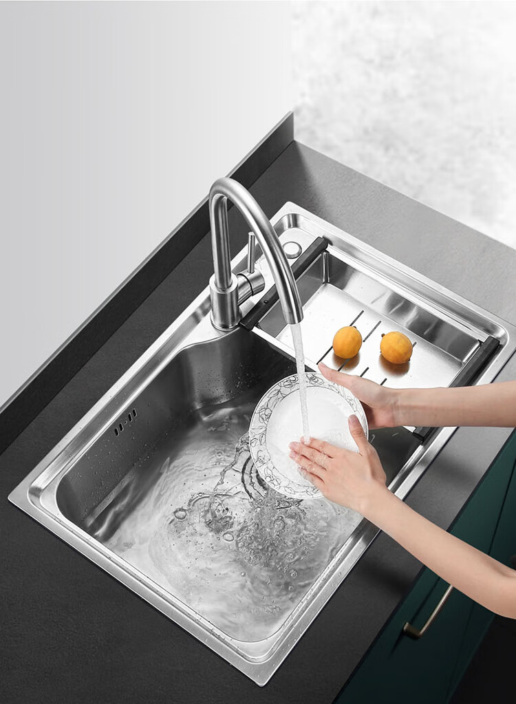 VATTI Kitchen Sink S1, Large Single Bowl Sink, Vegetable Washing Basin, Integrated Basin, 304 Stainless Steel Dishwashing Sink, Tabletop Or Countertop Installation Available 12