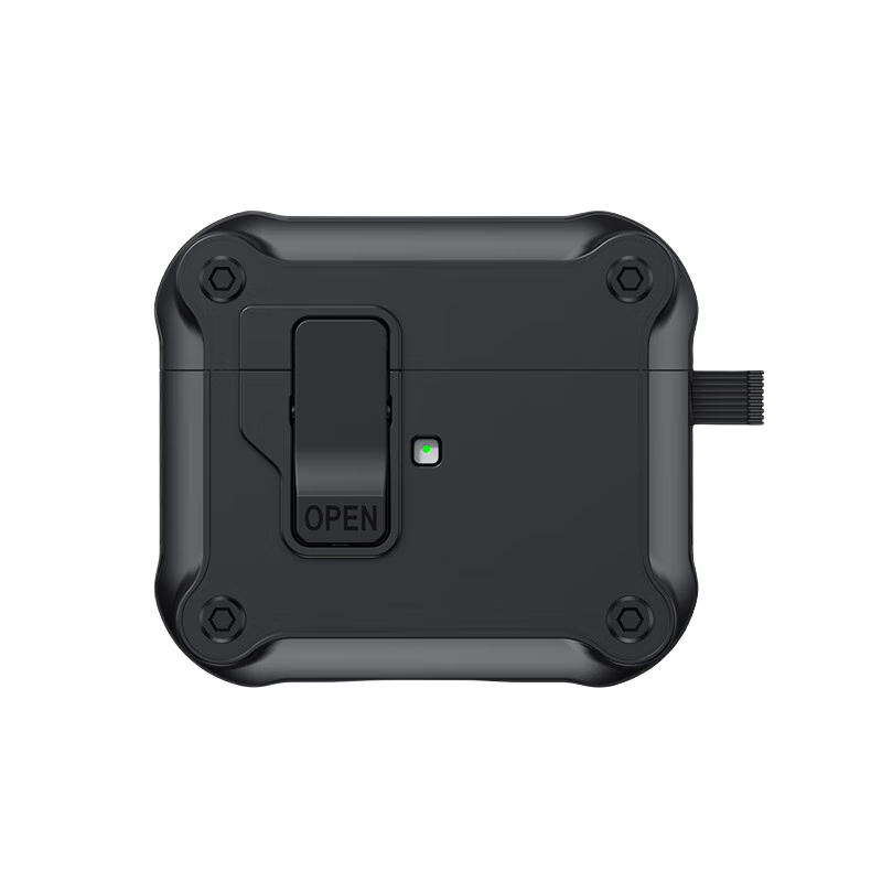 ESCASE AirPods 4 Protective Case, Apple Earphone Cover for Fourth Generation, Shockproof Armor Magnetic Protective Shell, Anti-Loss Detachable Smart Pop-Up Case, Black