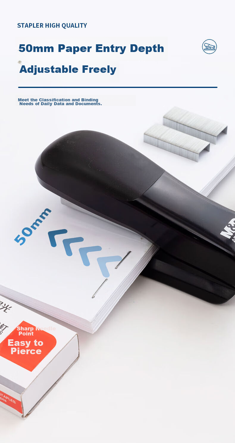 M&G Rotatable Stapler, Classic 360-Degree Swivel Stapler, Durable Business Office Supplies, Single Pack Gray ABS91627 Back-To Essential 3