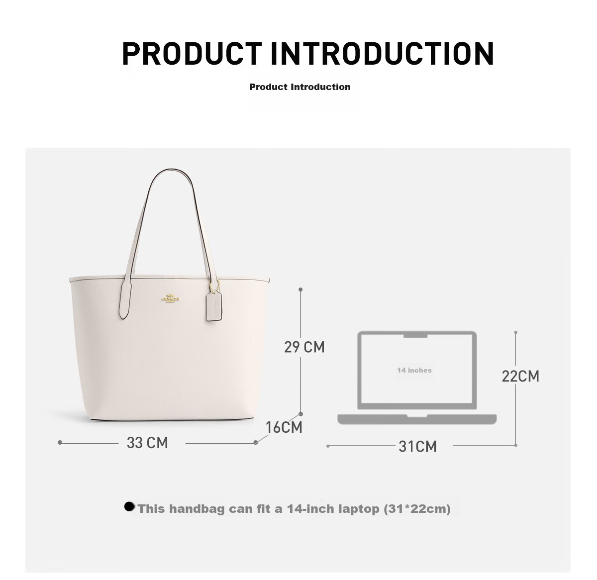 COACH [Brand Direct Supply] Women's Large Shoulder Tote Bag, White Leather CR111IMCHK, New Year Gift 1