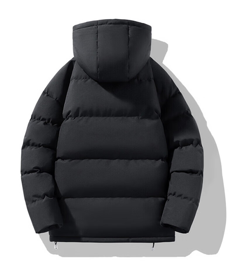 Warrior Cotton Padded Jacket for Men, Versatile Hooded Coat, Winter Warmth, Thickened Cotton Clothing, Casual Puffer Jacket, Black, Size M 19