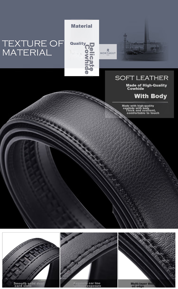MONTAGUT Men's Belt, Men's Waistband, Men's Trouser Belt, Cowhide Automatic Buckle, Suitable for Outer Wear, Father's Day Birthday Gift for Husband 6