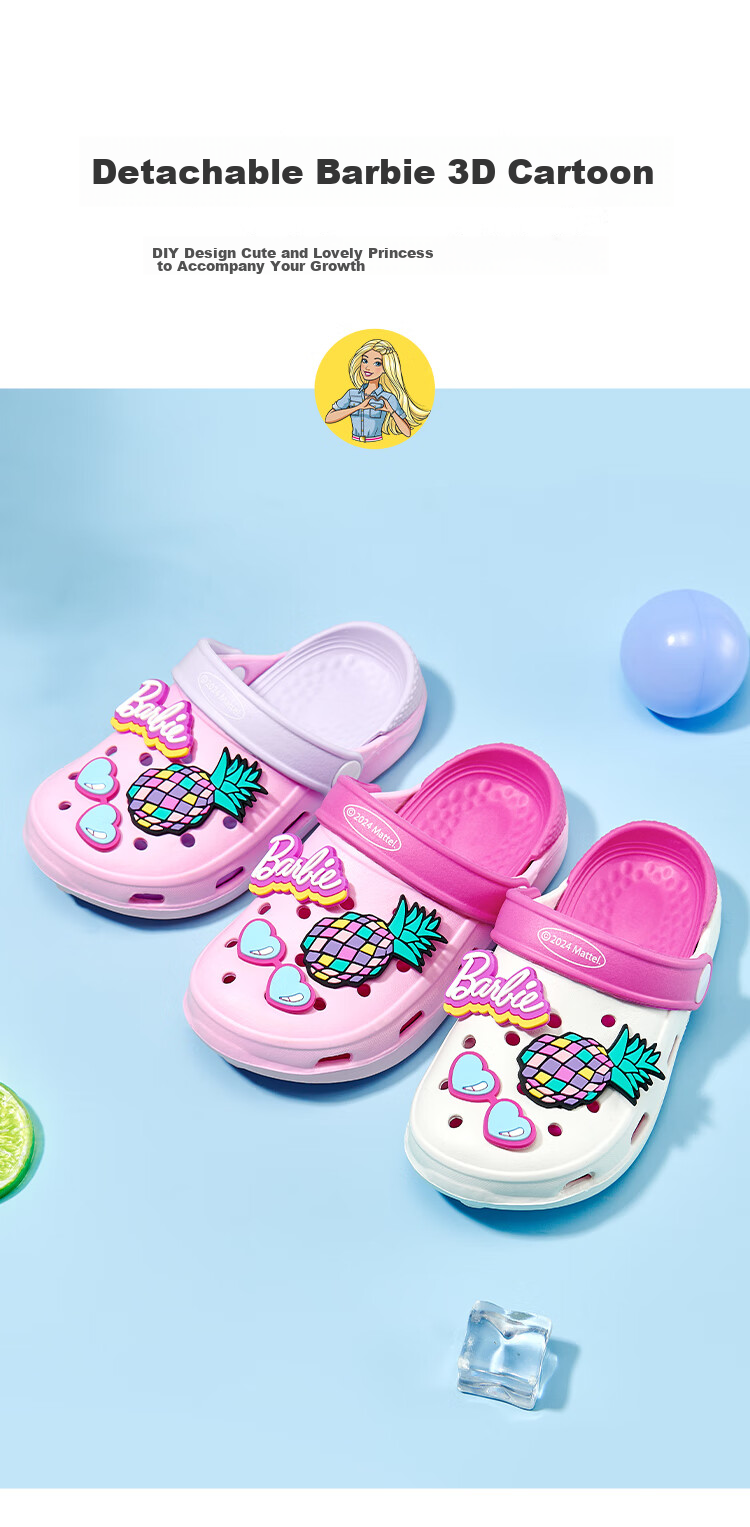 Barbie Children's Sandals, Summer Kids' Clogs, Girls' Beach Sandals, Girls' Slippers, BB240010, Pink/purple, Size 180 9