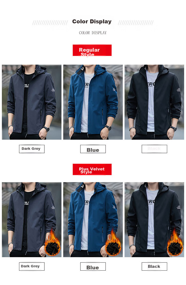 TUCANO Men's Jacket, Spring And Autumn Hooded Coat, Business Casual Loose Outdoor Windbreaker for Men, Black, 4XL 13