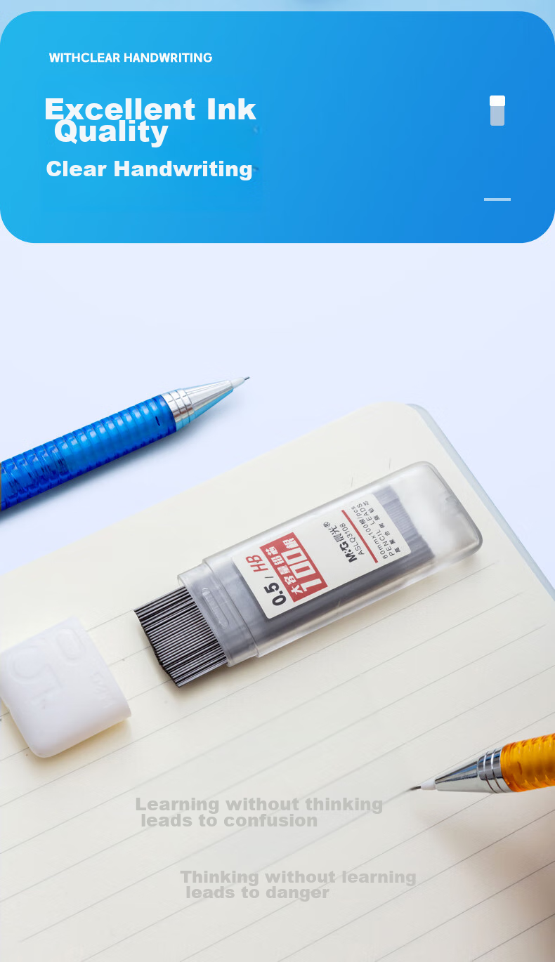 M&G Stationery HB/0.5mm Mechanical Pencil Lead Refills, Resin Lead, Large Capacity Lead Box, 100 Pieces/box, Single Box ASLQ3108HB5 Exam Essential 2