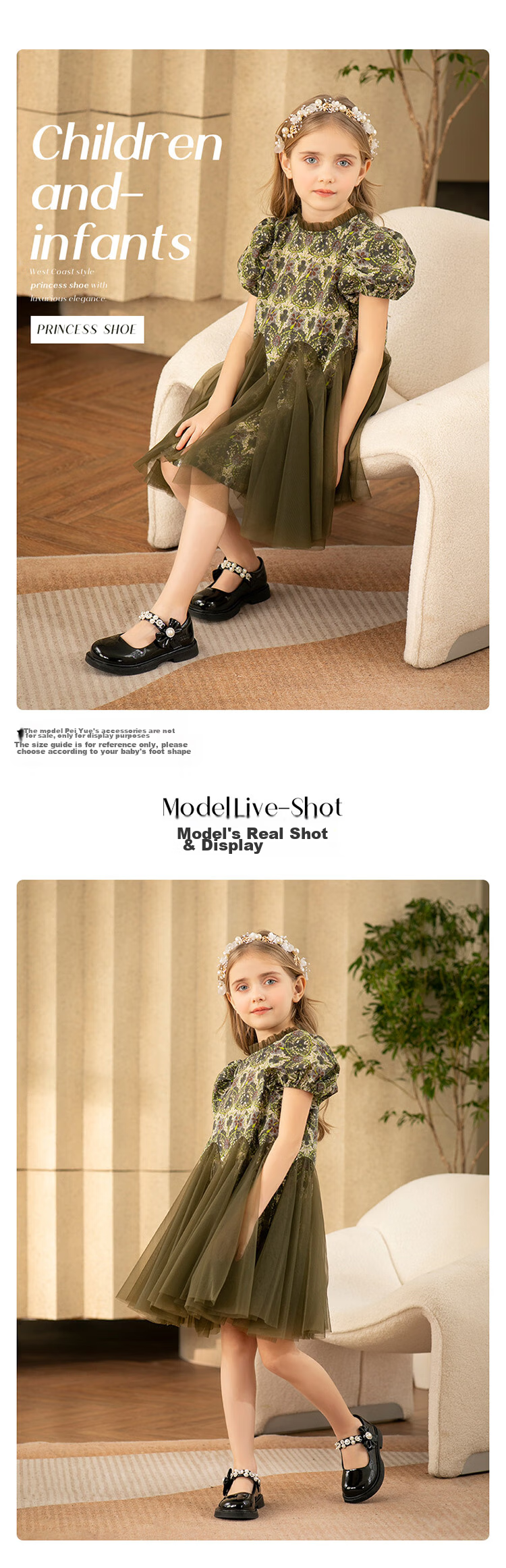 Belle Children's Shoes [Exclusive Style], Girls' Black Leather Shoes, Spring And Autumn Performance Flats, Back-To Student Shoes, Princess Shoes, Black, Size 33 1
