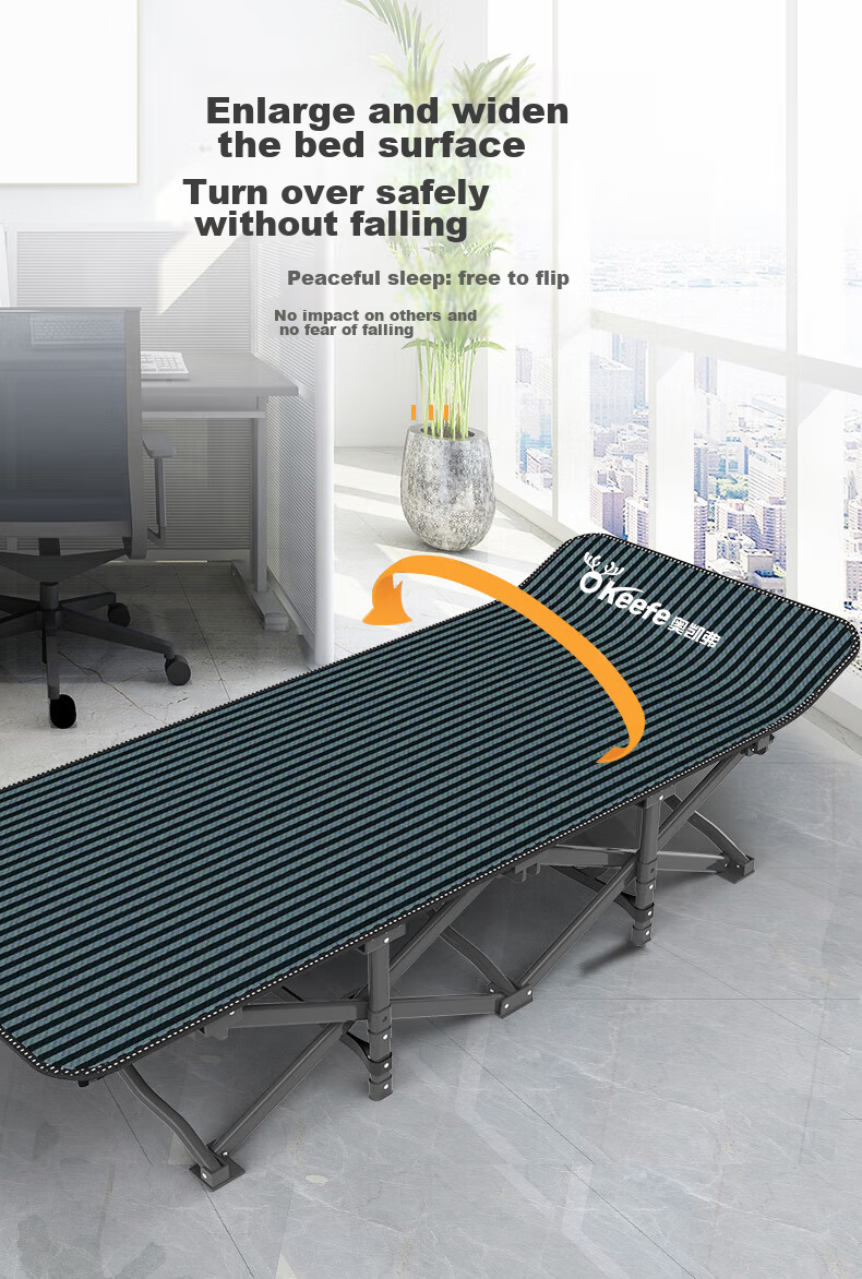 OKeefe Folding Bed, Lounge Chair, Office Nap Bed, Multifunctional Single Bed, Accompanying Care Bed, Camp Bed, Siesta Bed, Premium Gray 10