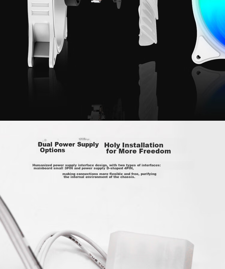 PCCOOLER Bright Moon White SRGB 12CM Case Fan (Colorful Lighting Effects/come-Back Bearing/vibration Reduction Foot Pad/serially Connectable Interface) 6