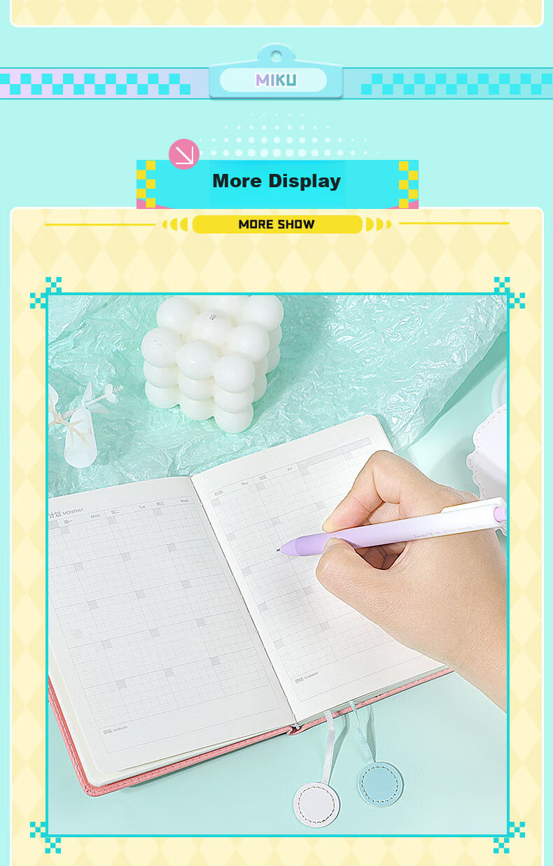 GuangBo Hatsune Miku Official Merchandise Anime Planner, High-Quality Magnetic Cover Diary with 96 Pages/105*140mm CY997027-D Gift 13