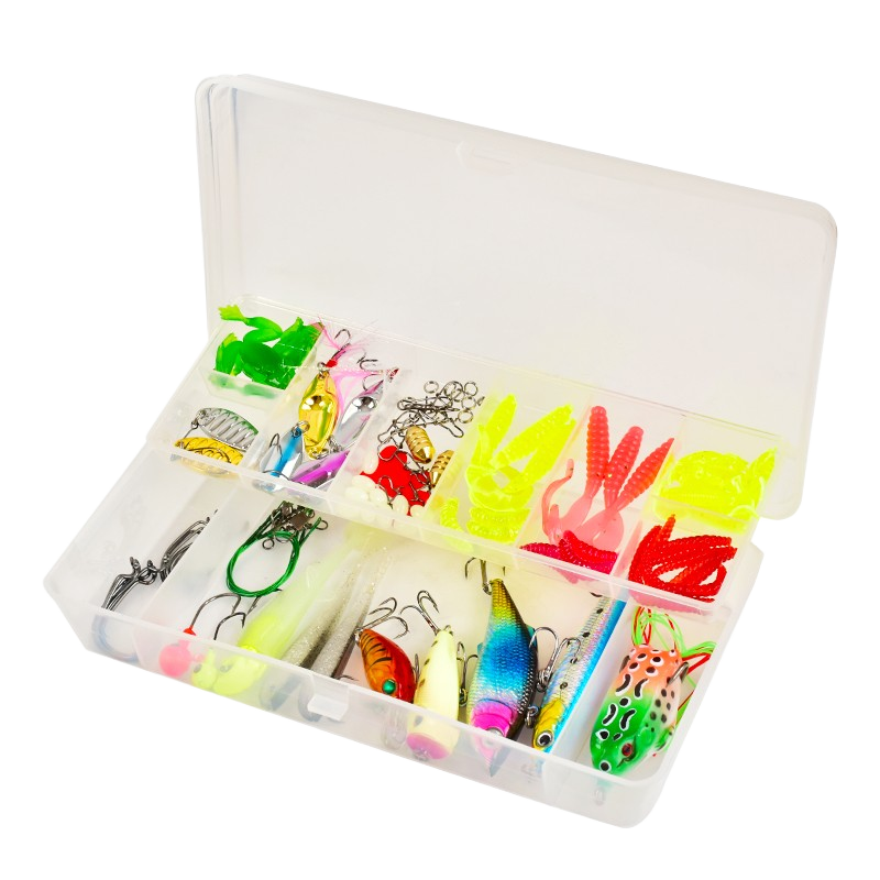 Taiyu Freshwater And Saltwater Artificial Bait, Hard Bait VIB Frog, Minnow, Spoon Bait, Single And Double Tail Soft Bait, Lure Fishing Set of 92 Pieces