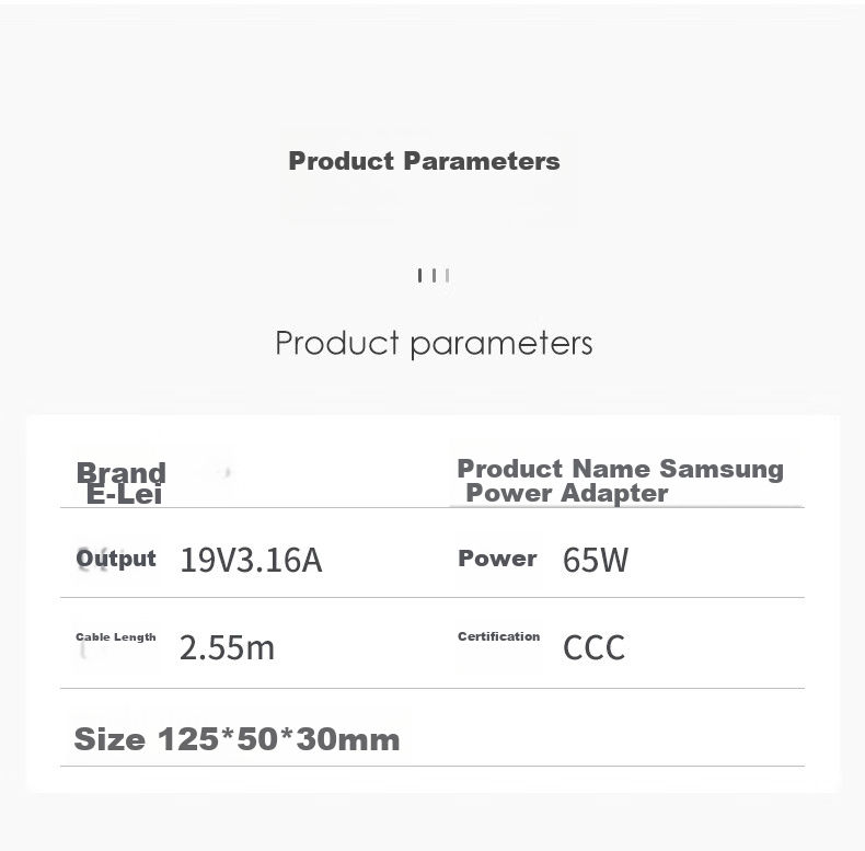 Elei Suitable for Samsung Laptop Charger Power Cord, 19V3.16A, R467 R428 Power Adapter 9
