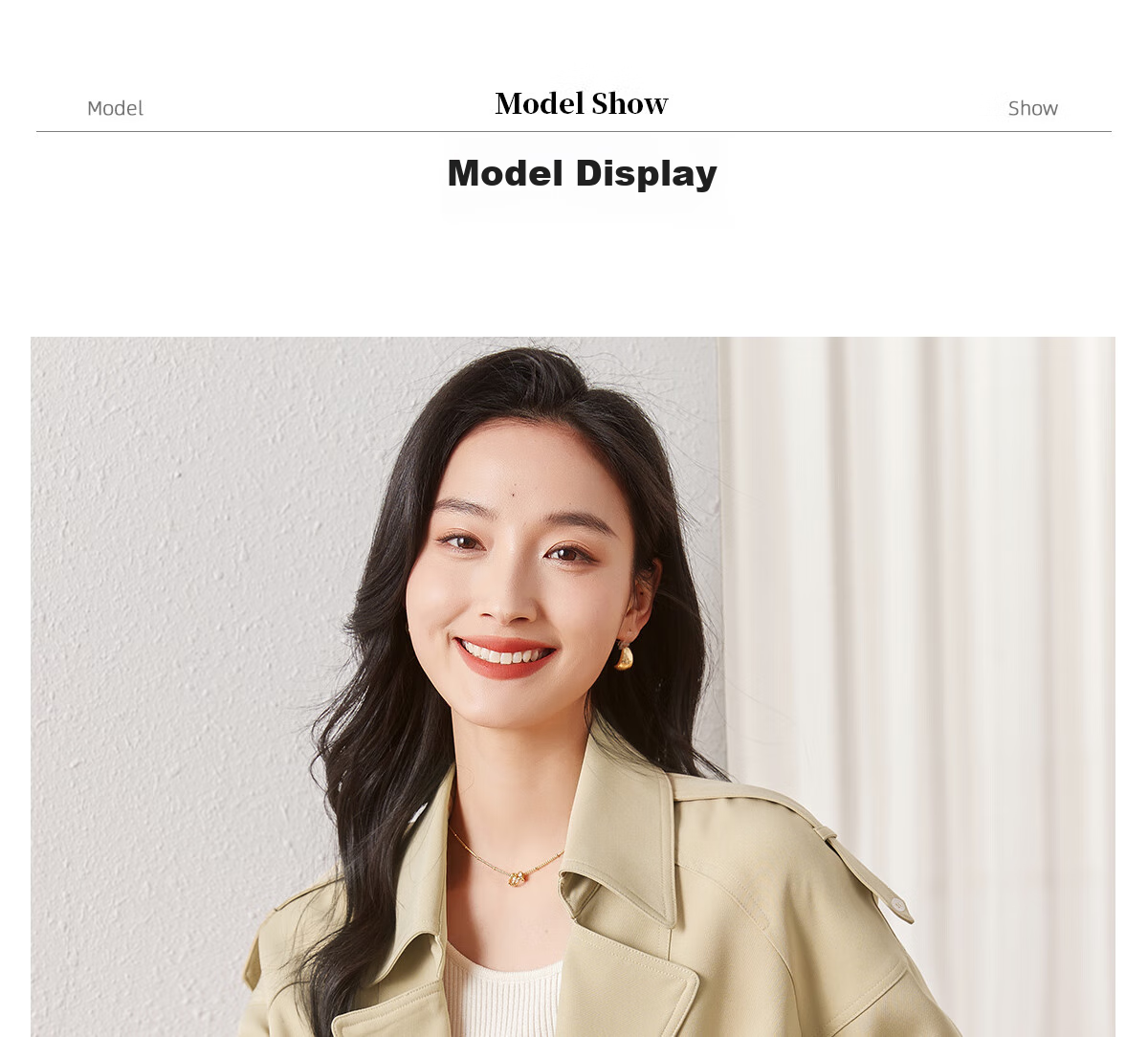 Chushen Spring And Autumn Women's Short Jacket, Fashionable And Elegant Design with Lapel Collar, Waist-Cinching Drawstring, Short Trench Coat S61D164 12