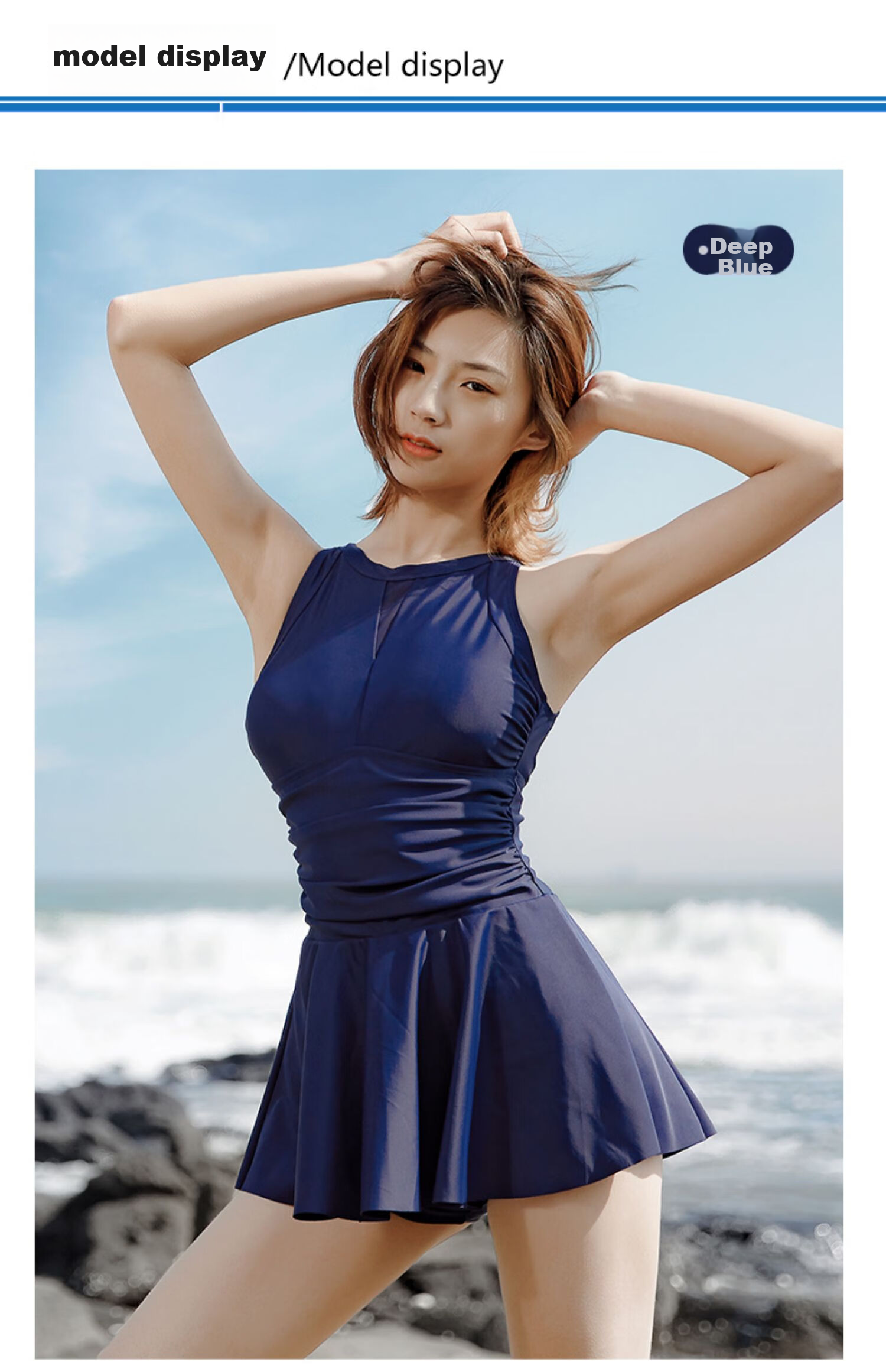 Hosa Skirted One-Piece Swimsuit for Women, Conservative And Sexy, Suitable for Hot Springs And Swimming, Casual And Simple Swimwear, Navy Blue, XL 13