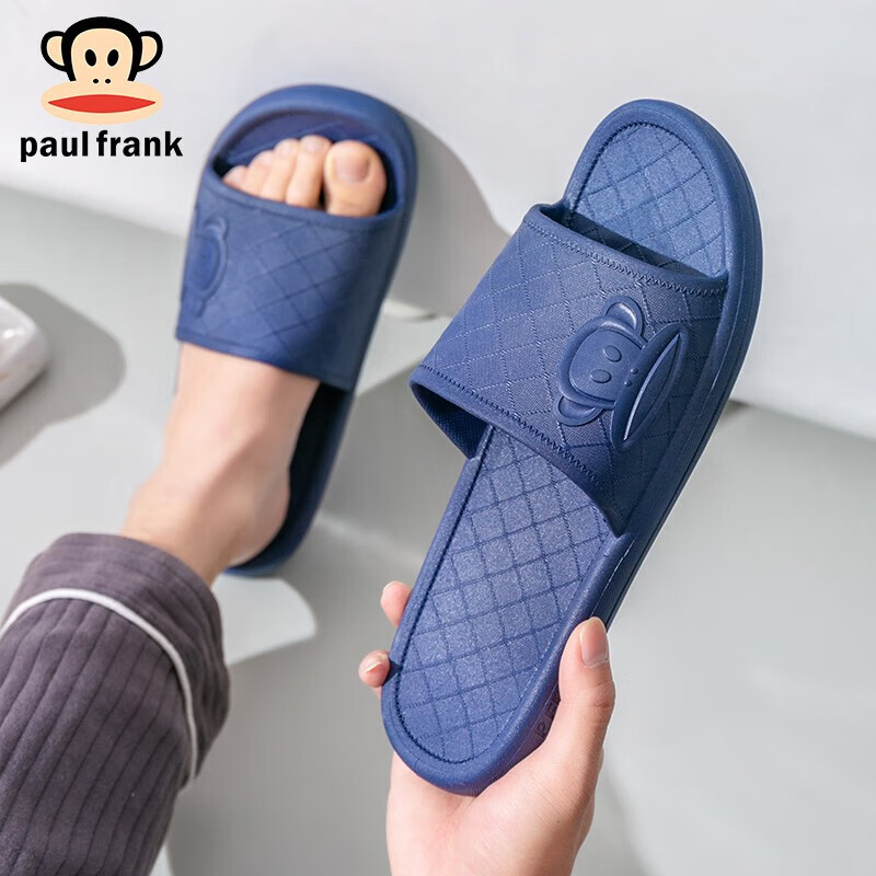 Paul Frank Big Mouth Monkey Men's Summer Soft Sole Home Couple Indoor Bathroom Shower Slippers Women PF799 Dark Blue 265