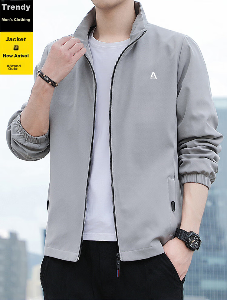 ROMON Men's Jacket, Trendy Winter Business Executive Stand-Collar Casual Windproof Fleece-Lined Coat, Men's Clothing JK83 Gray 4XL 2