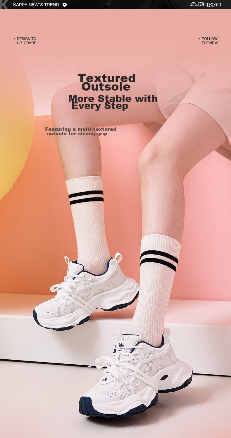 Kappa Women's Sneakers, Breathable Dad Shoes, New Autumn Casual Height-Increasing White Shoes for Women, Haichang Blue, Size 36 7