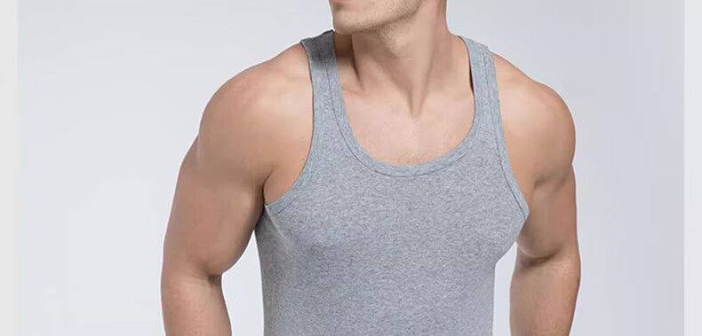 LangSha Pure Cotton Tank Top for Men, Summer Lightweight Sleeveless Casual Sports Sweat-Wicking Breathable Undershirt 21
