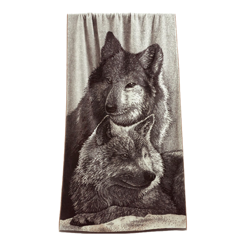 KING SHORE Wolf Totem Class A Pure Cotton Bath Towel, Men's Adult Bath Towel, Personalized Thickened Sports Large Bath Towel