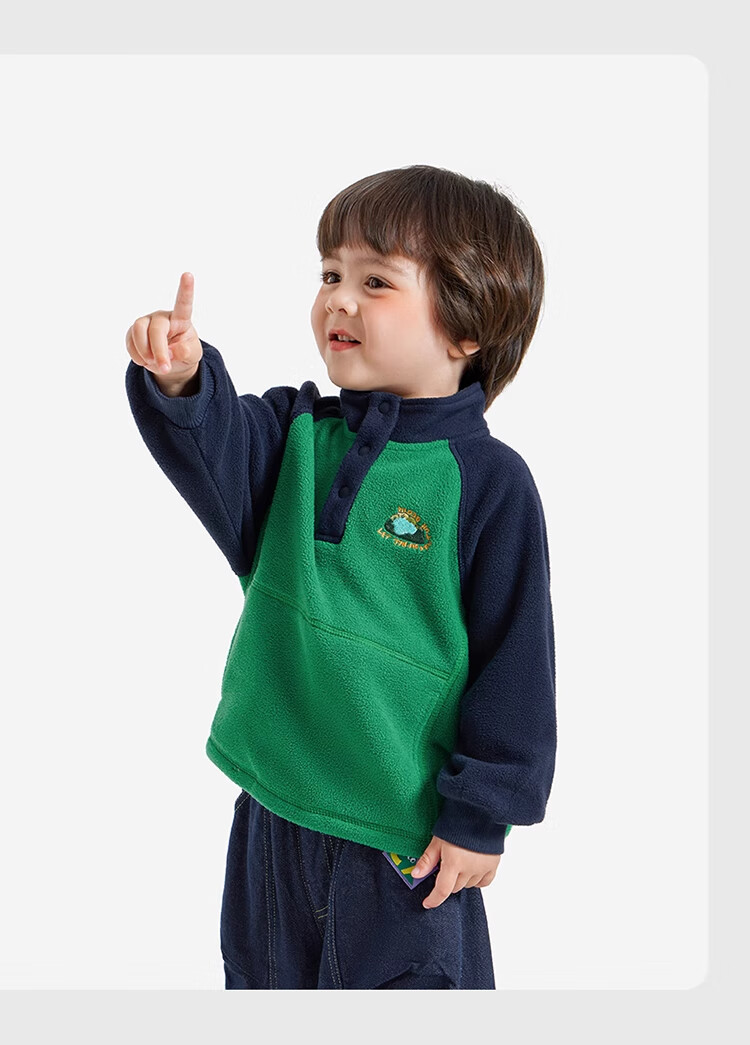 Ciciibear Baby Sweatshirt, Double-Sided Fleece, Spring And Autumn 2024 New Style, Children's Long-Sleeve Inner Pullover, Boys' Winter Wear 6