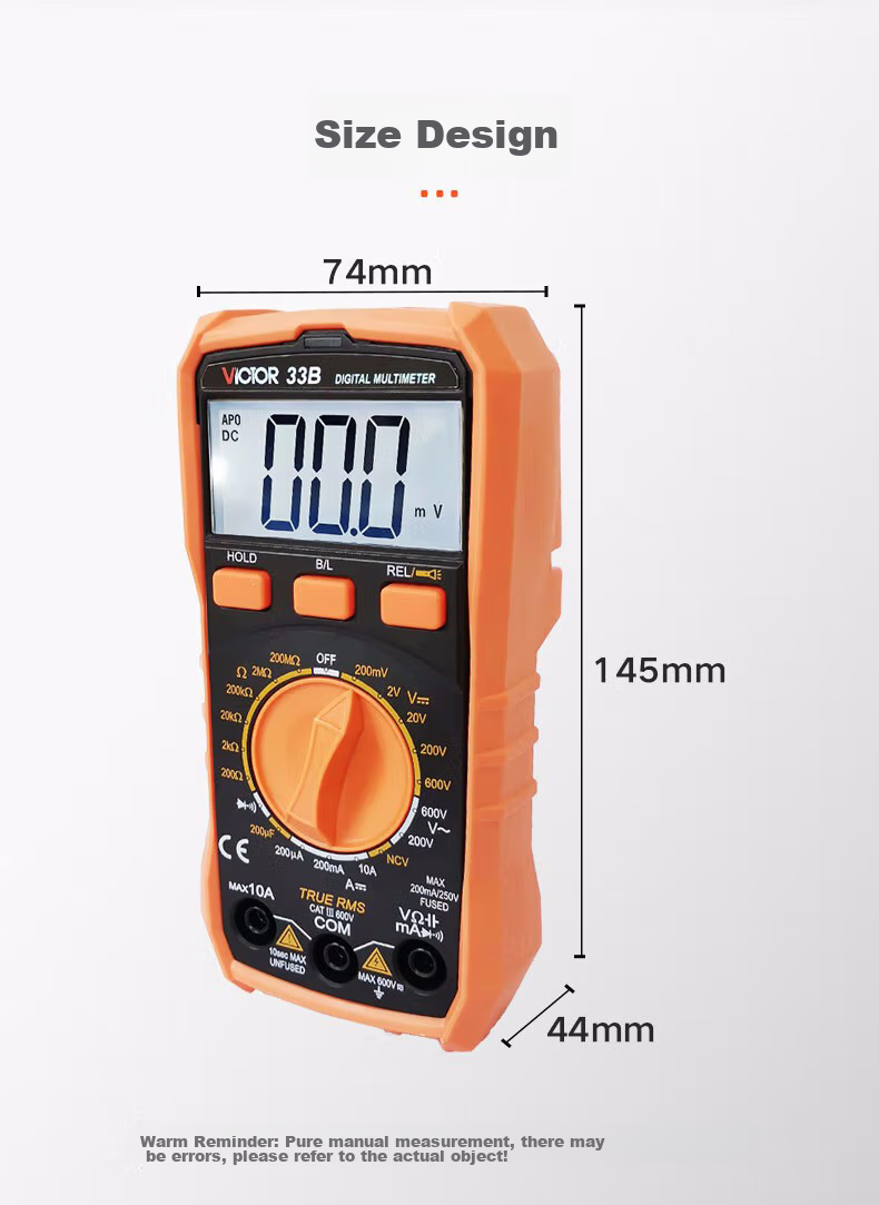 VICTOR Pocket Digital Multimeter, Portable Multi-Function Meter with Backlit Display, Universal Meter for Home Use, VC33B 10