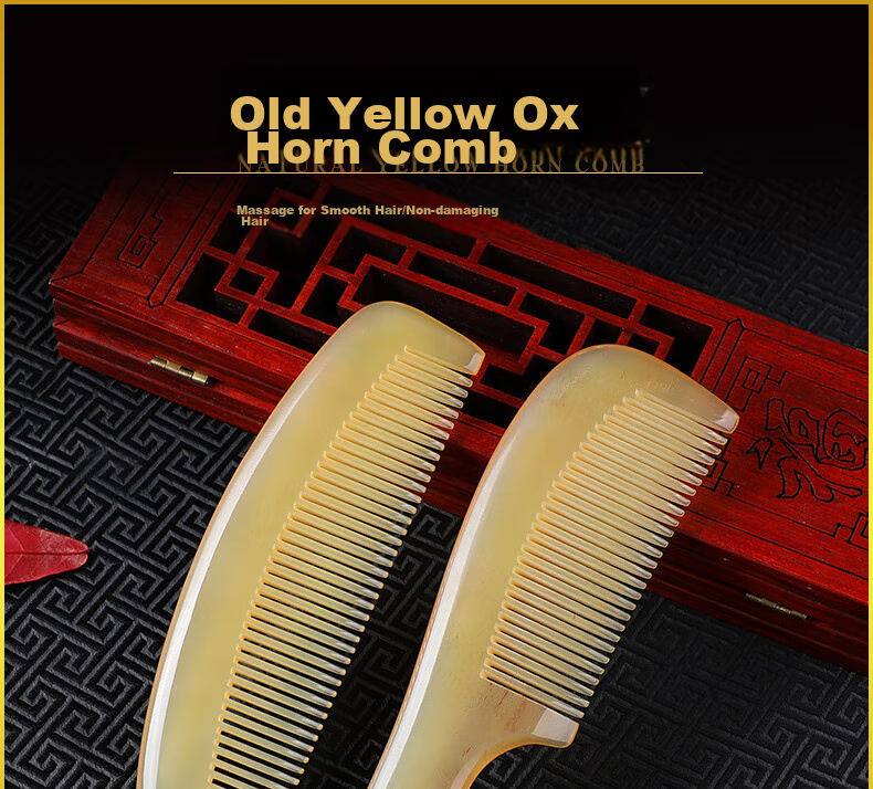 JEPPE Natural Ox Horn Comb, Detangling Comb, Hair Brush, Anti-Static Styling Comb, Gentle on Hair, Birthday Gift for Girlfriend 1