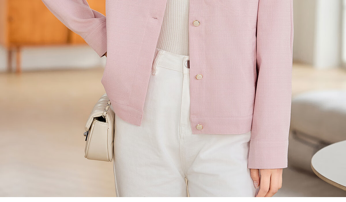 Taxiang Women's Short Jacket, Spring And Autumn Thin Style Cardigan Top, Solid Color Lapel, Commuter Women's Casual Coat T141F3861 12