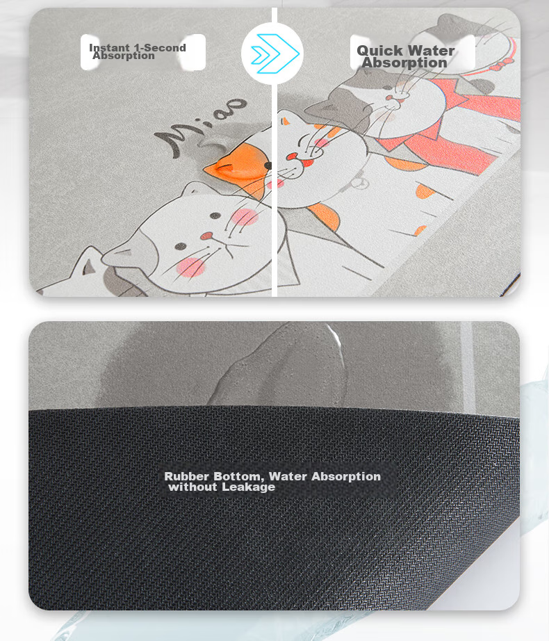 Qiqijia Household Kitchen Floor Mat, Long Strip, Wipeable, No Cleaning Required, Dirt-Resistant Foot Mat, Oil-Absorbing, Water-Absorbing, Non-Slip, Oil-Proof, Waterproof 4