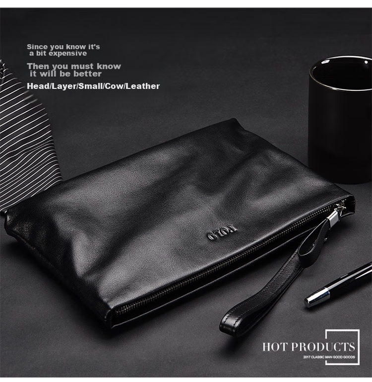 POLO Men's Handbag, Top-Grain Leather Clutch, Wallet, Cash Envelope Bag, Coin Purse, Birthday Gift for Boyfriend 2