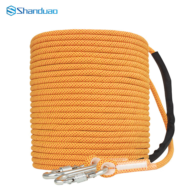 SHANDUAO Safety Rope High-Altitude Work Rope National Standard Insurance Rope SD300 Double Hook 14mm Yellow Double Layer 30m