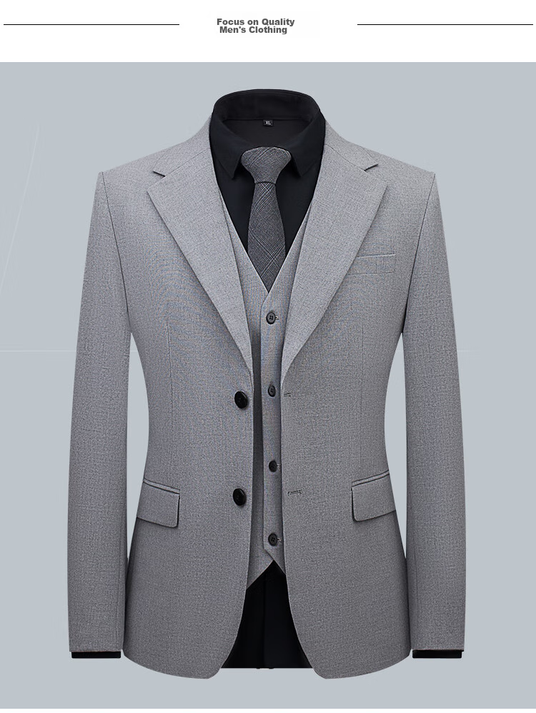 Patuowa Men's Suit Set, Slim Fit Professional Formal Wear, Men's Business Suit, Wedding Attire, Black, 4XL 16