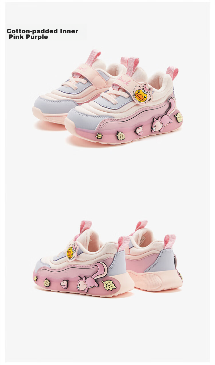 B.Duck Children's Sports Shoes, Boys And Girls Student Fashion Lightweight Casual Shoes, 3049A Pink-Purple, Size 30 26