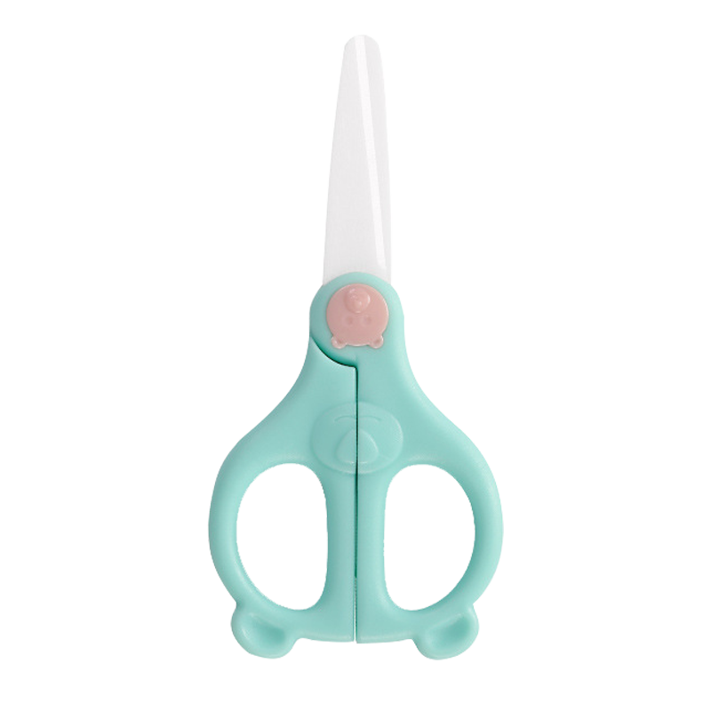 COOKSS Ceramic Baby Food Scissors, Children's Manual Ceramic Food Cutter And Grinder, Baby Food Tool with Blue Handle