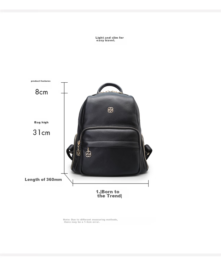 HONGU Women's Handbag Backpack, Simple And Stylish Top-Grain Leather Travel Casual Bag, Birthday Gift for Girlfriend 3