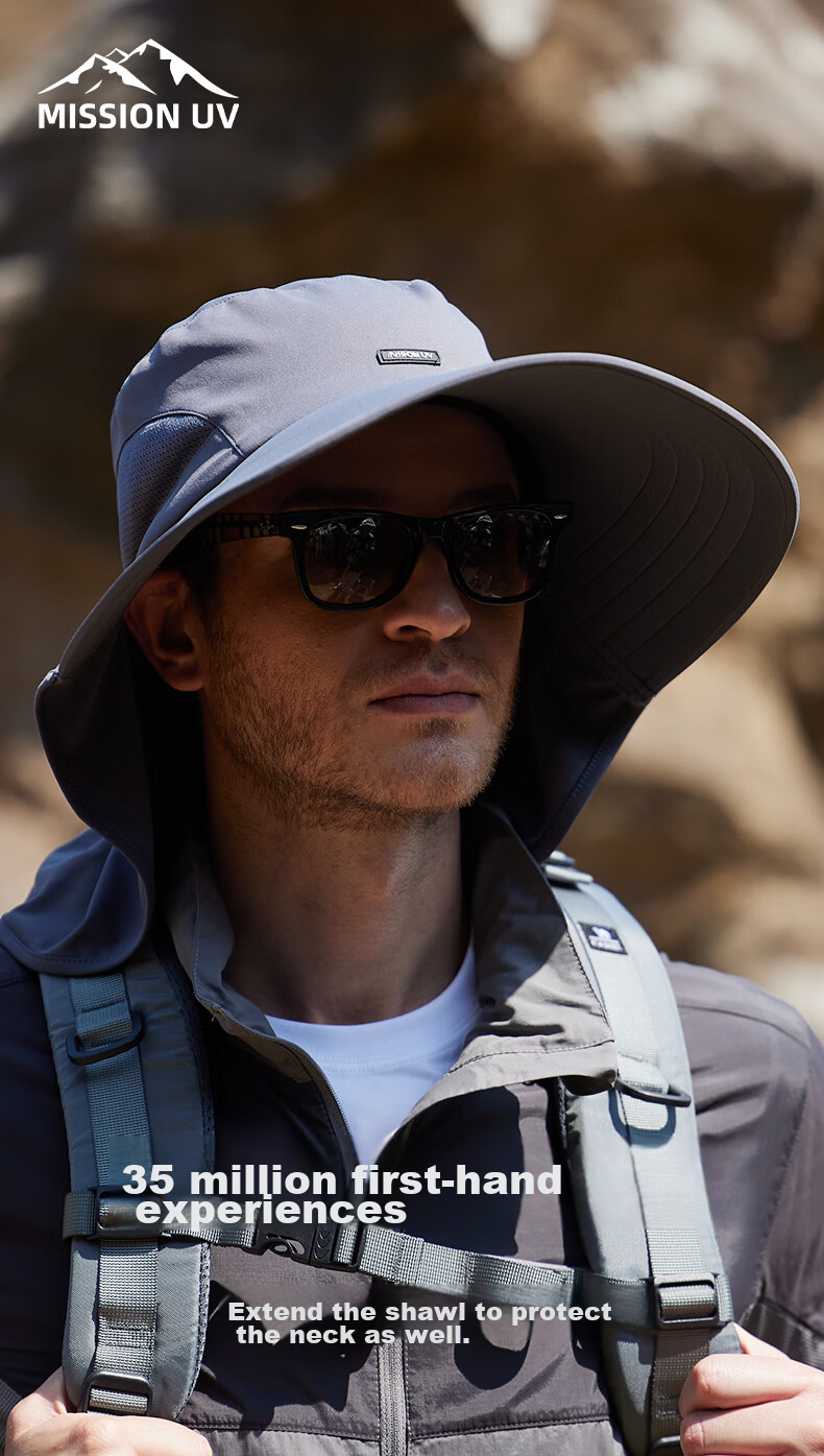 MISSION UV Sun Protection Hat for Men, Sun Visor Cap, Fishing Bucket Hat, Hiking Cap, Summer Outdoor UV Protection Wide Brim Sunhat 1