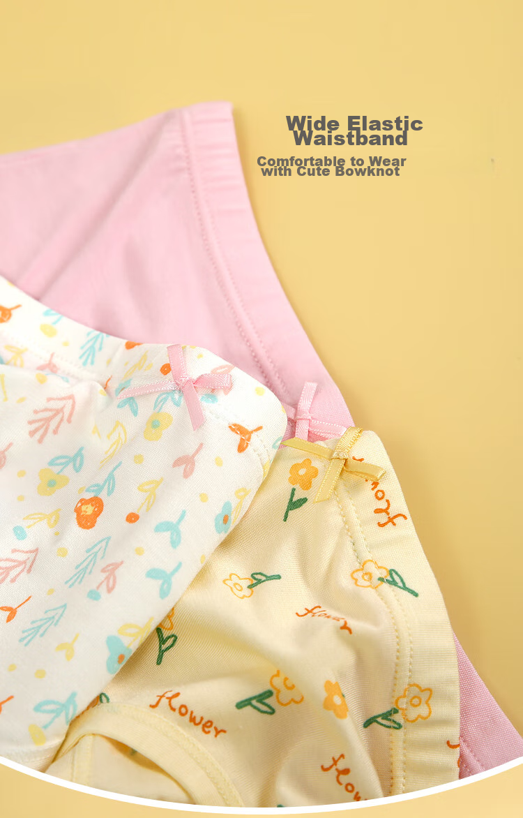 Hodohome Children's Underwear, Girls' 40S Modal, 3A Grade Antibacterial Crotch, Triangle Shorts, for Older Girls, Underpants, 002, 130 5