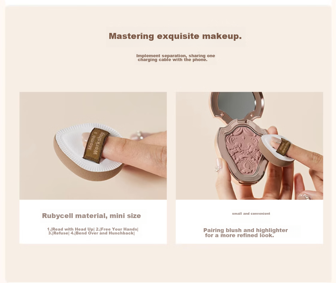 Maojiji Momo's Workshop MINI Powder Puff Blush Concealer Foundation Air Cushion Beginner-Friendly New Year Gift 6