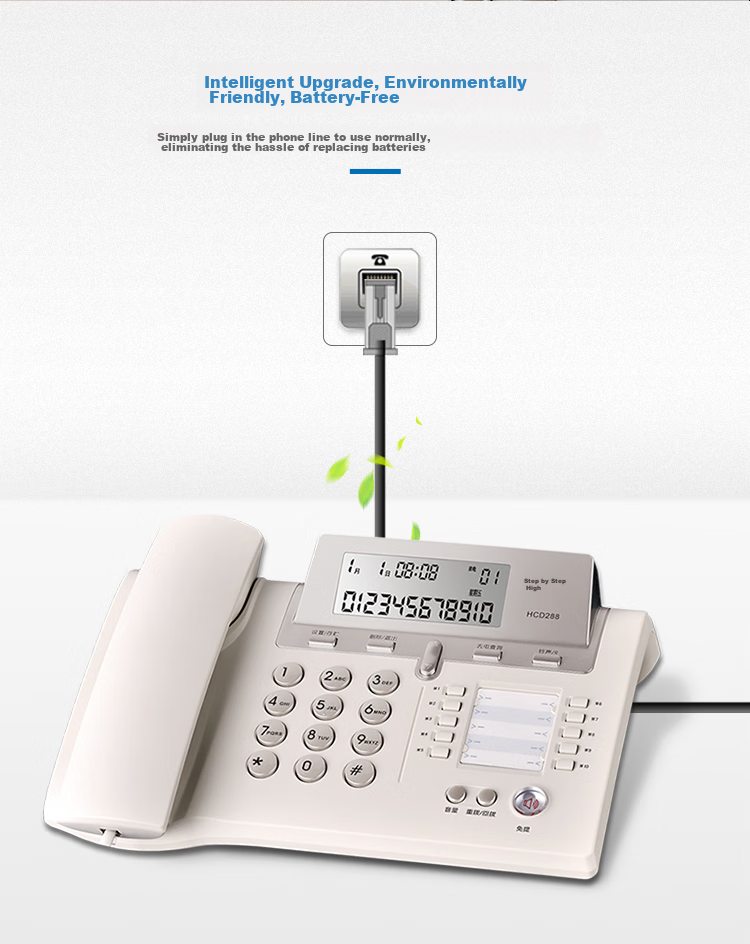 BBK Landline Telephone, Fixed-Line Phone for Office And Home Use, Stylish Lift Screen, 10 Sets of One-Key Dialing, HCD288 Elegant Gray 6