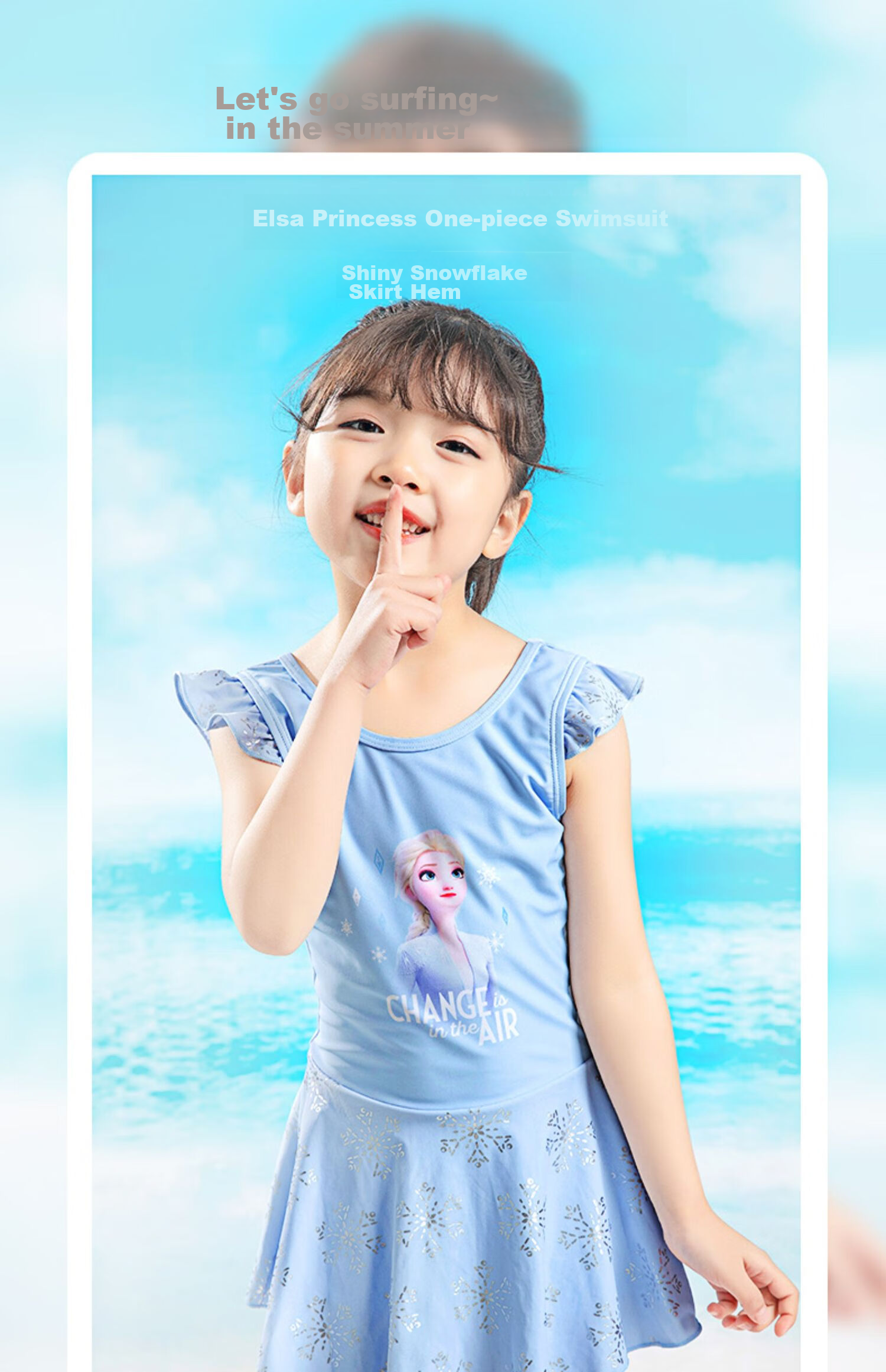 Dishini Princess Elsa Girls' Swimsuit, Baby Girl Swimwear, Children's One-Piece Swimsuit 1