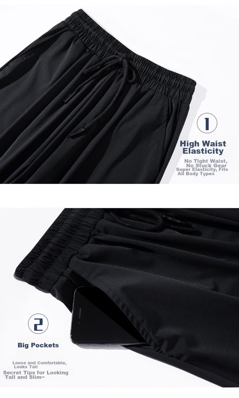 XUEXIMAN Ice Silk Sports Pants for Women, Summer Lightweight Loose Casual Pants, Elastic Ankle Harem Black Slimming Quick-Dry Women's Trousers Black 10