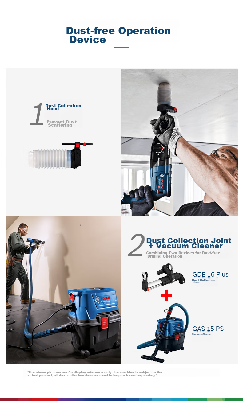BOSCH Electric Hammer, Drill, Pick, Flat Drill, Chisel, Impact Reversing Four-Hole Electric Hammer Tool Box, 830W Plug-In GBH2-26 12