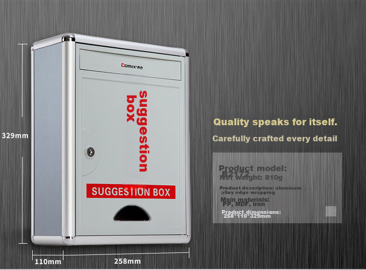 COMIX General Opinion Box, Office Supplies, Aluminum Alloy Edge Banding, Wall-Mounted Tool, B2172 3
