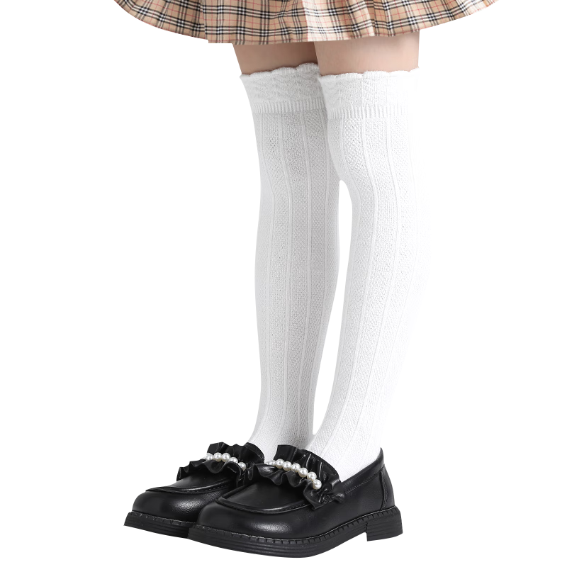 Barbie Children's Mid-Calf Socks, Girls' Spring And Autumn Long Socks, Baby Over-Knee High Socks, Girls' White Cotton Socks, Long-Legged Socks
